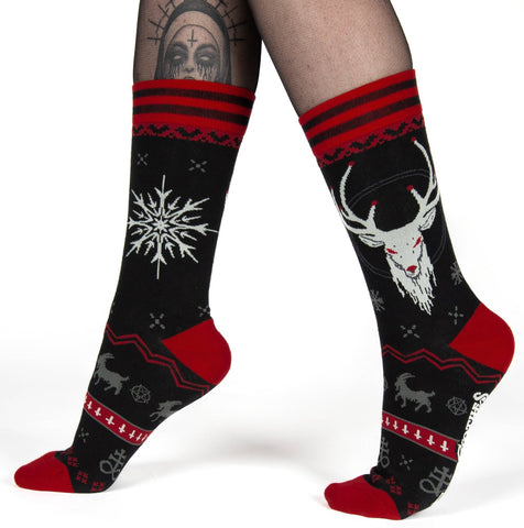 Beelzebuck Ugly Xmas Sweater Crew Socks