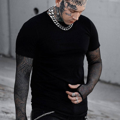 Graveyard Goth Fishnet Sleeve Shirt