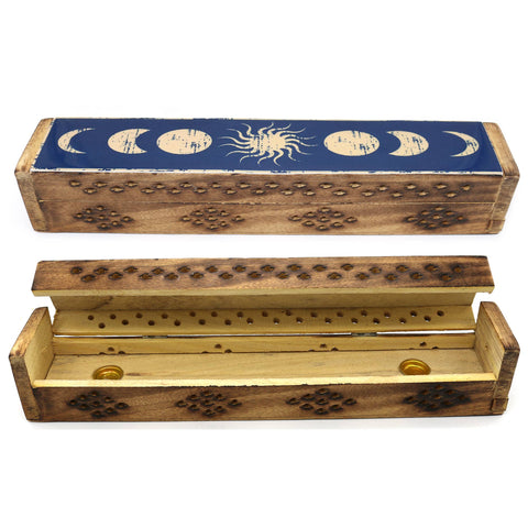 Celestial Phases Wooden Incense Burner Box