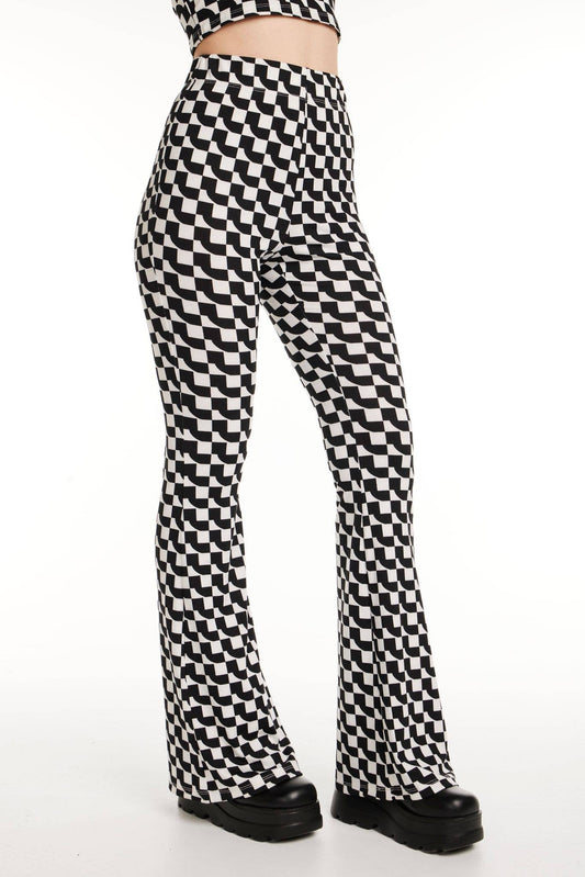 Geo Ribbed Knit Flared Pants