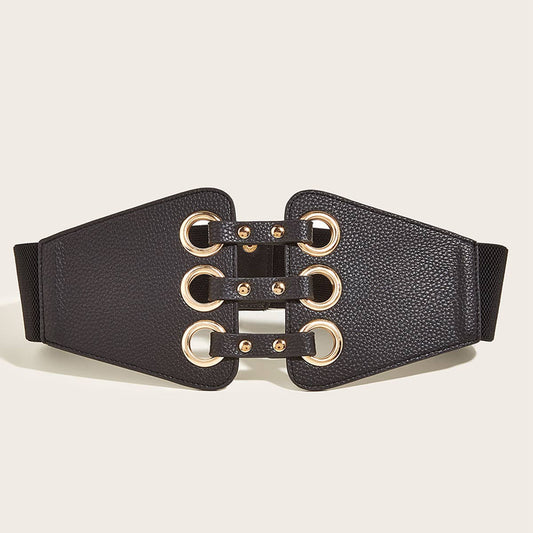 Rivet Elastic Belt Black & Gold