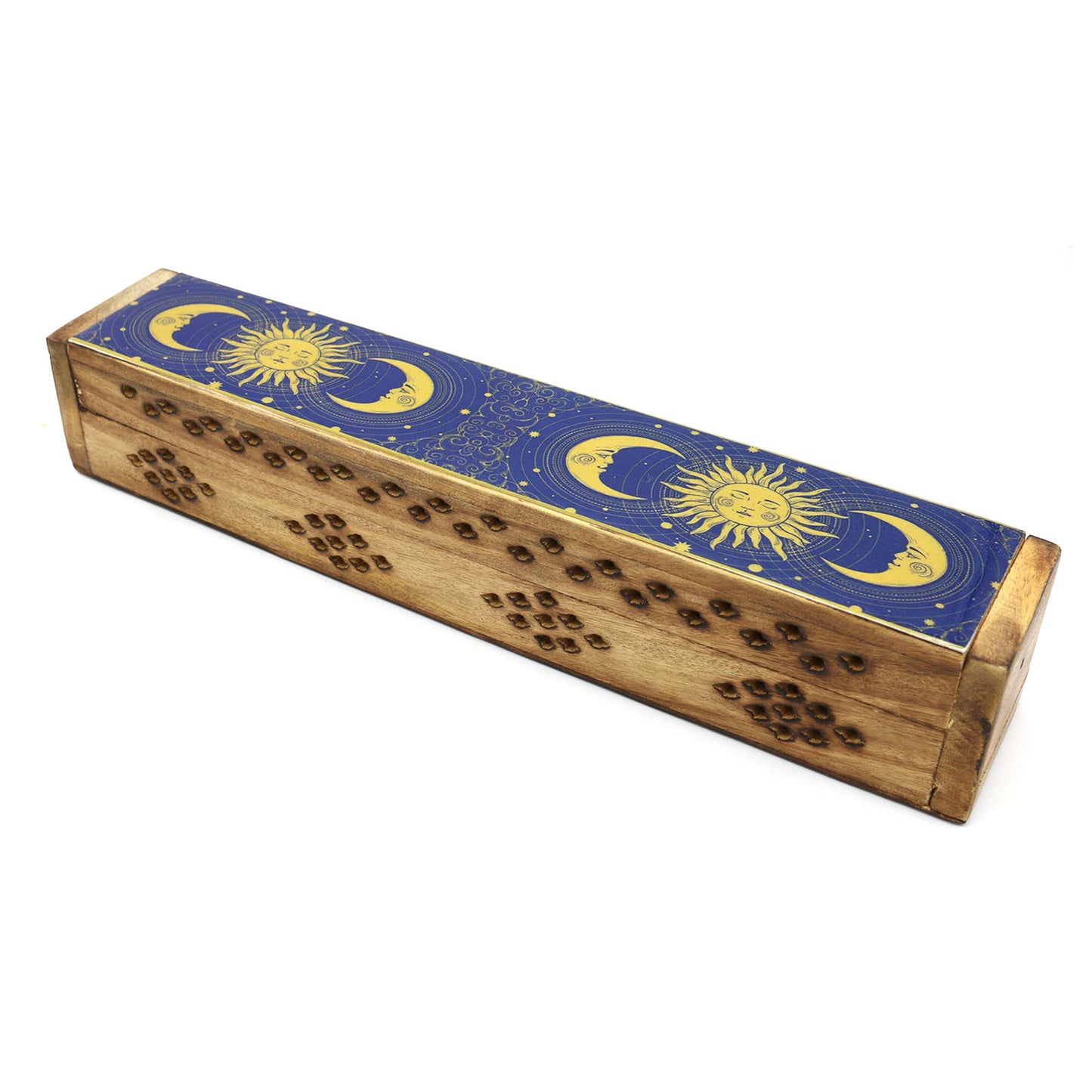 Sun & Moon Wooden Incense Burner Box