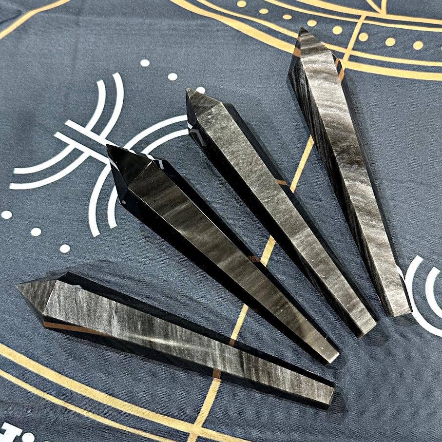Small Silver Sheen Obsidian Scepter