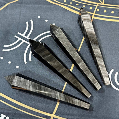 Small Silver Sheen Obsidian Scepter