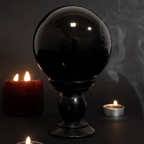 Black Large Crystal Ball on Stand