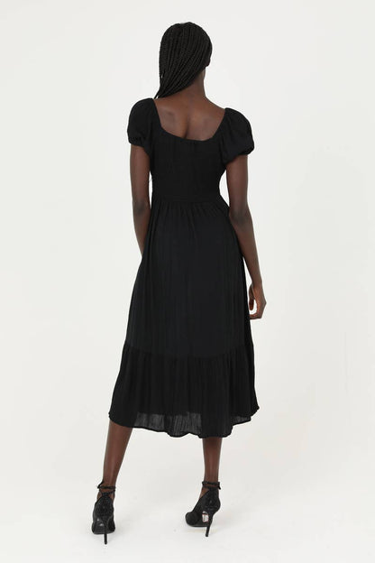 Puff Sleeve Midi Dress