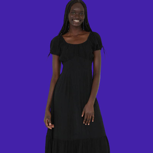 Puff Sleeve Midi Dress