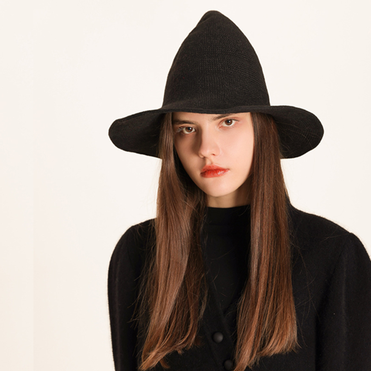 Classic Halloween Witch Hat Knit Pointed Top_CWAH3990