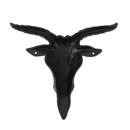 Black Enamel Cast Iron Baphomet Head Wall Hanging Decor