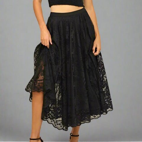 Elegant Floral Lace Long Skirt