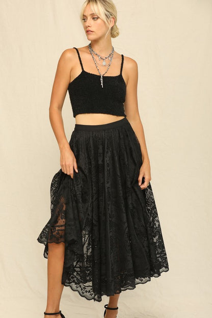 Elegant Floral Lace Long Skirt