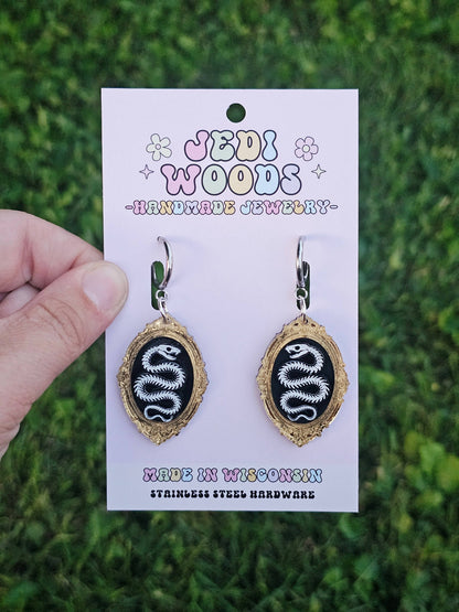 Snake Skeleton Oddities Frame Earrings (Gauge Friendly)