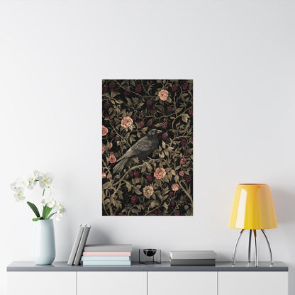 Crow in the Garden Matte Vertical Poster