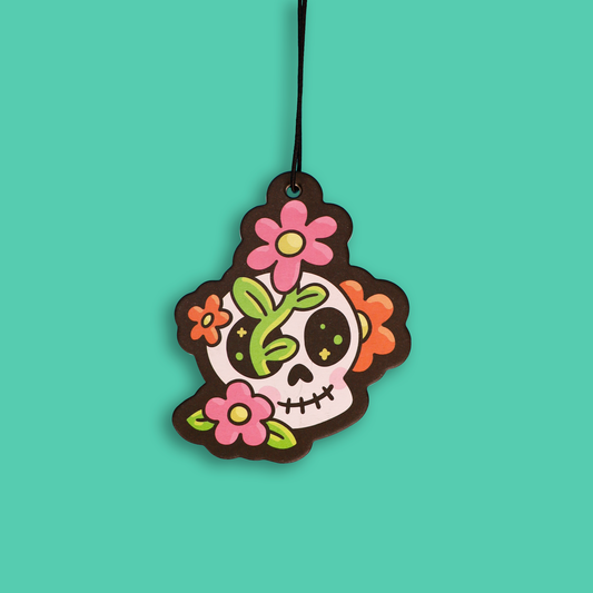 Skull Flowers Rest in Petals Halloween Air Freshener