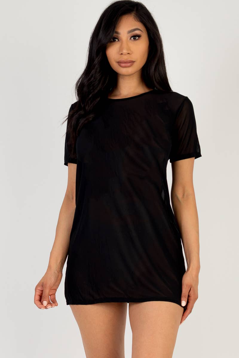 Liminal Sheer Mesh T-Shirt Dress