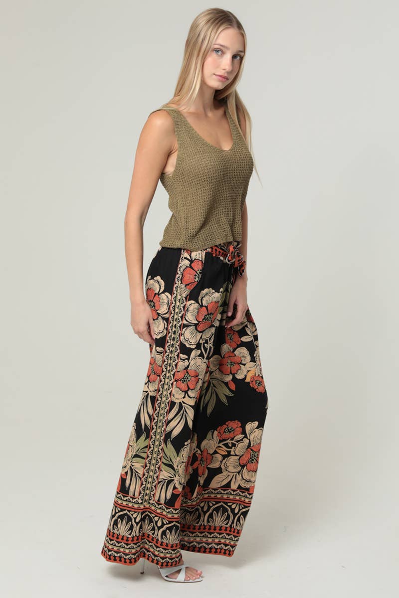 Boho Floral Wide Leg Pants