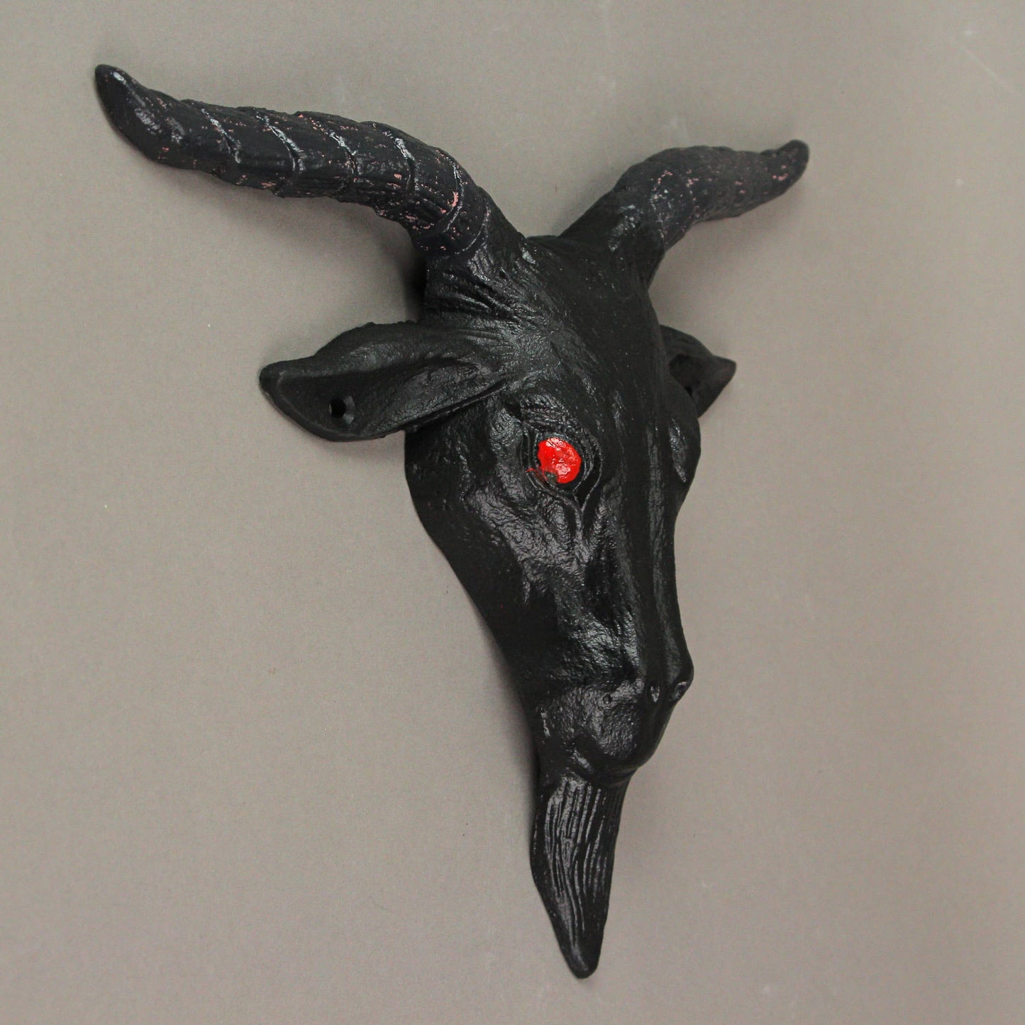 Black Enamel Cast Iron Baphomet Head Wall Hanging Decor