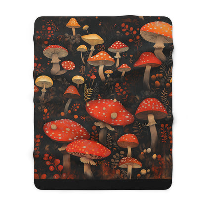 Mushrooms Sherpa Fleece Blanket