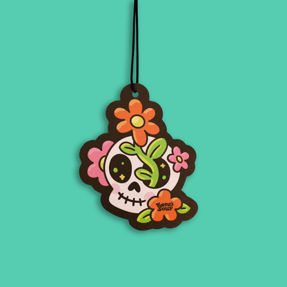 Skull Flowers Rest in Petals Halloween Air Freshener