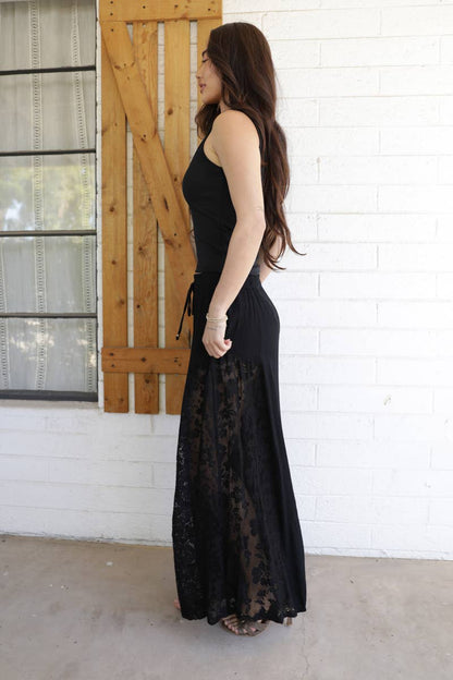 Lace Sided Wide Leg Pants