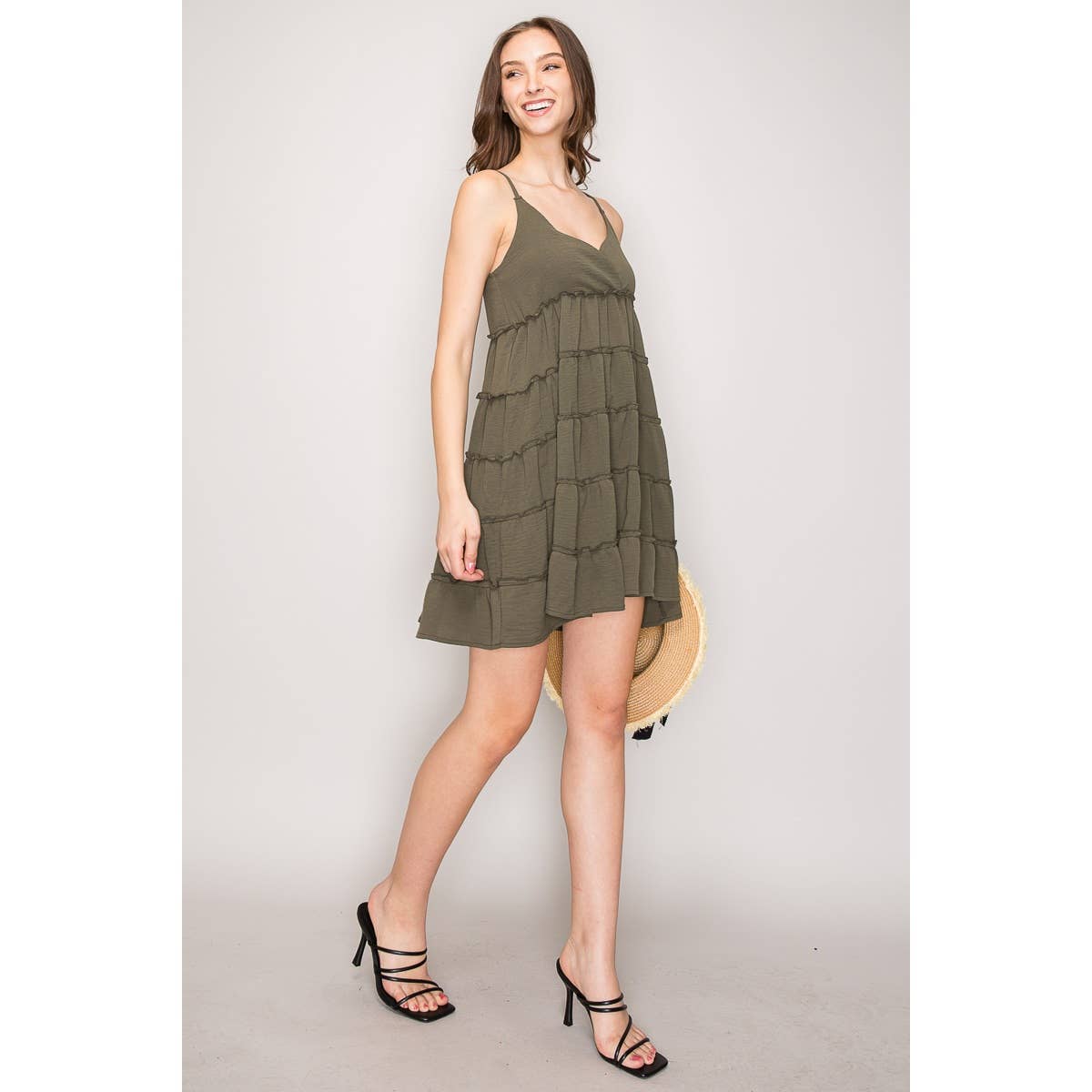 Sleeveless Tiered Ruffle Babydoll Flowy Mini Dress