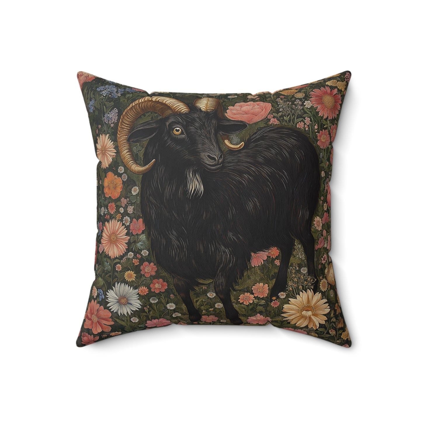 Goat In the Garden Spun Polyester Square Pillow