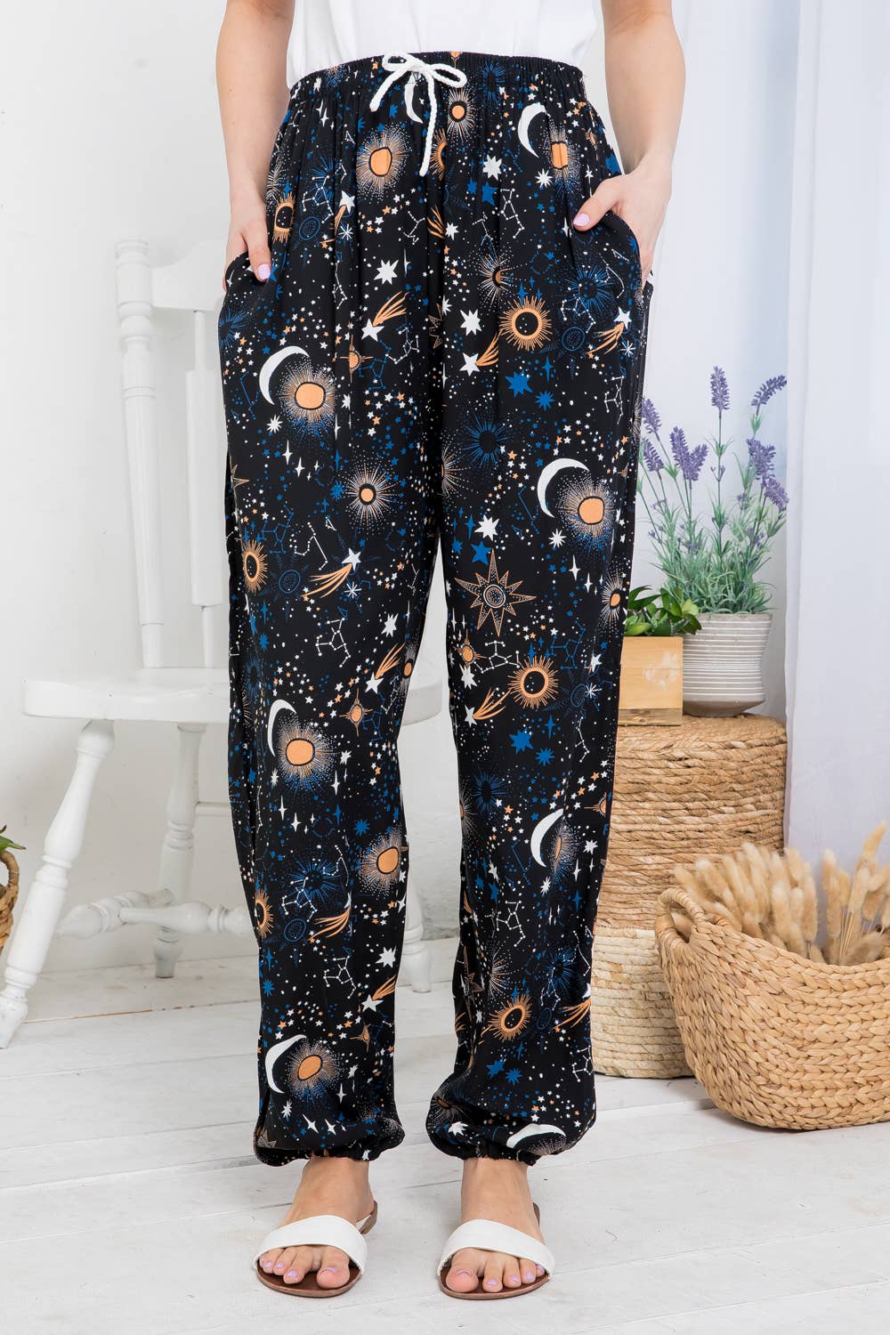 Galaxy Print Pant With Pocket and Drawstring