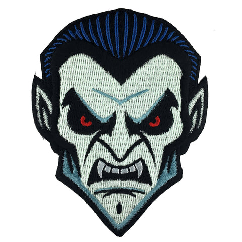 Dracula head embroidered patch: Iron-on