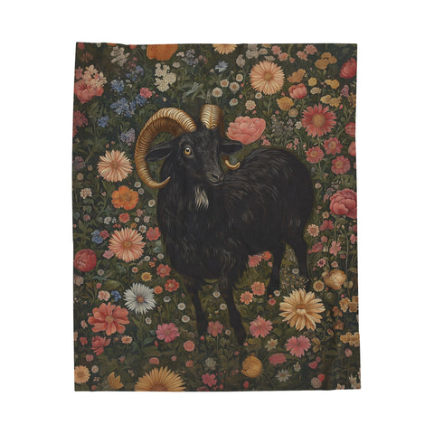 Goat In The Garden Velveteen Plush Blanket