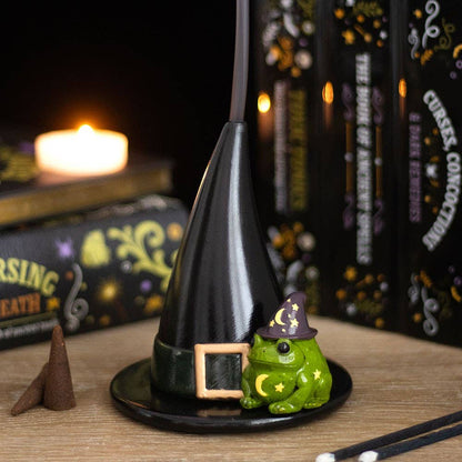 Magic Toad and Witch Hat Halloween Incense Cone Holder
