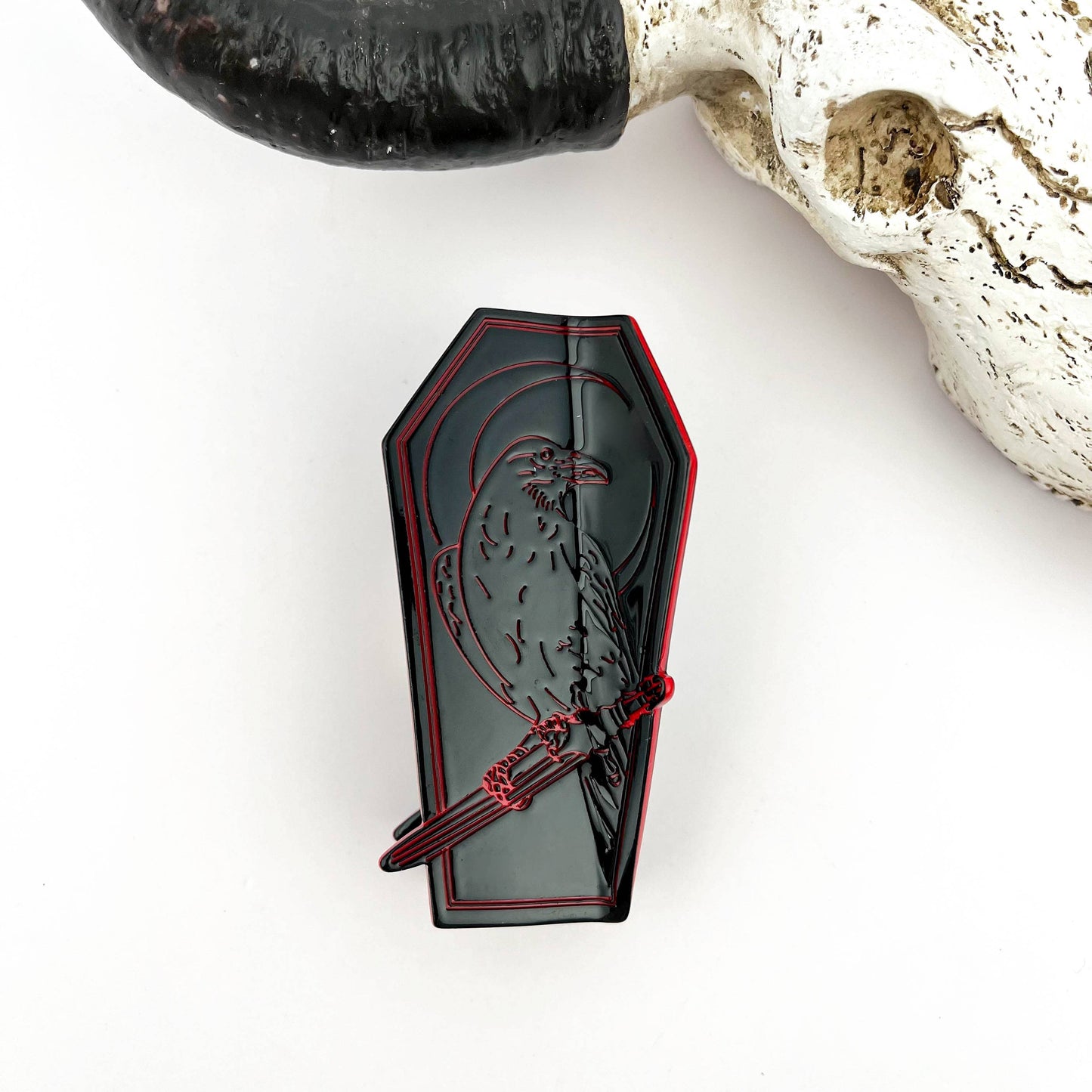 Raven Coffin Hair Claw Clip