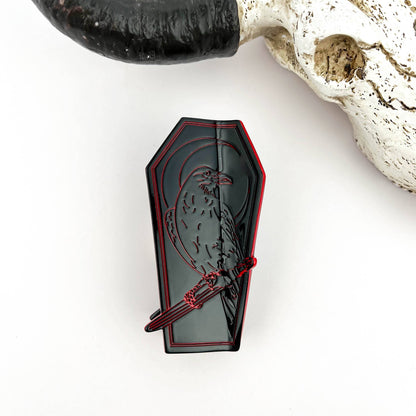 Raven Coffin Hair Claw Clip