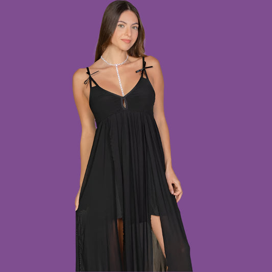 Celestial Cascade Split Thigh Maxi Dress