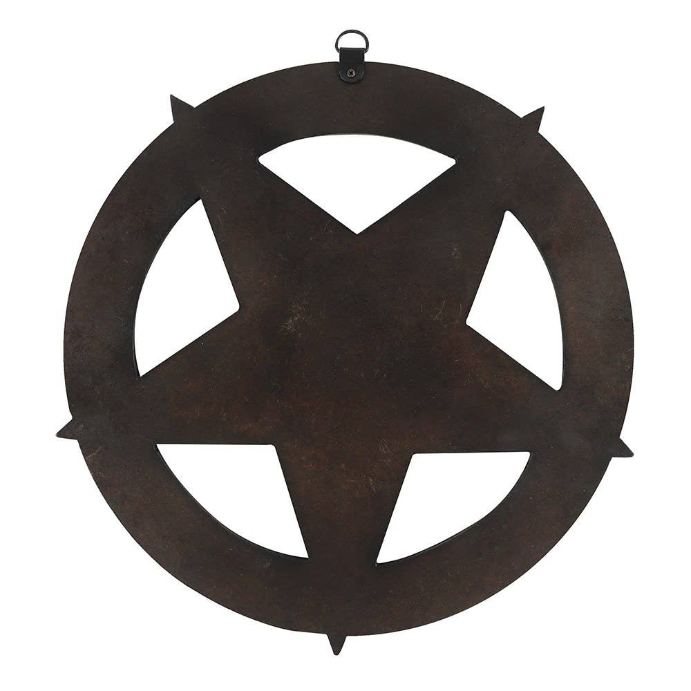 12 Inch Black Wood Pentagram Wall Plaque