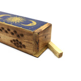 Sun & Moon Wooden Incense Burner Box