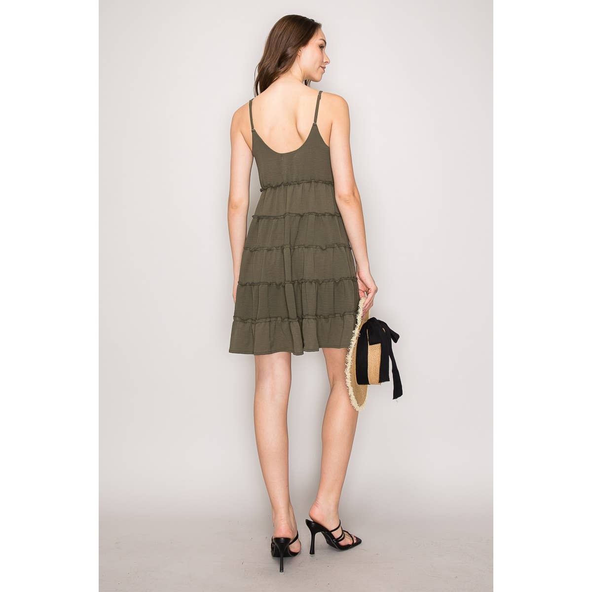 Sleeveless Tiered Ruffle Babydoll Flowy Mini Dress
