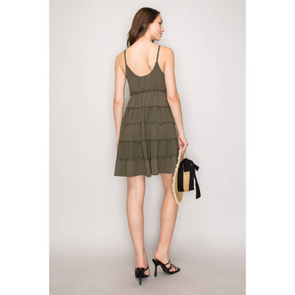 Sleeveless Tiered Ruffle Babydoll Flowy Mini Dress