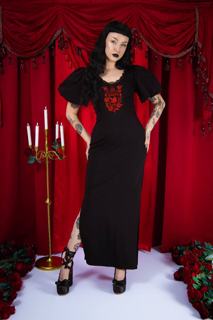 Gilded Garden Puff Sleeve Dress