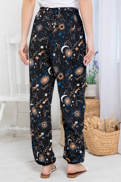 Galaxy Print Pant With Pocket and Drawstring