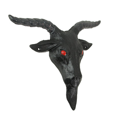 Black Enamel Cast Iron Baphomet Head Wall Hanging Decor