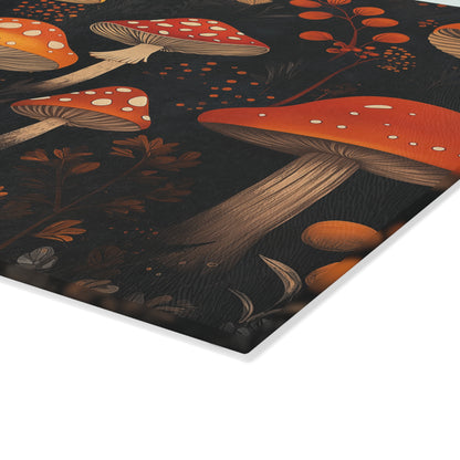 Mushrooms Glass Cutting Board