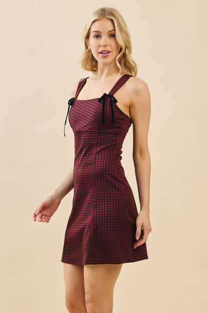 JD55907 - MINI DRESS WITH TIE FRONT BOW
