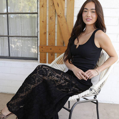 Lace Sided Wide Leg Pants