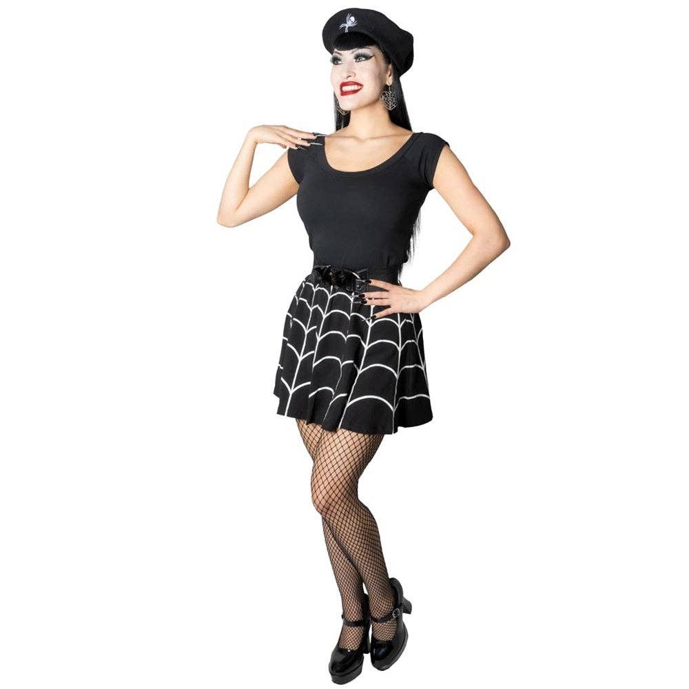 Spiderweb White Skater Skirt