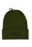 Creep Embroidered Olive Green Beanie Hat