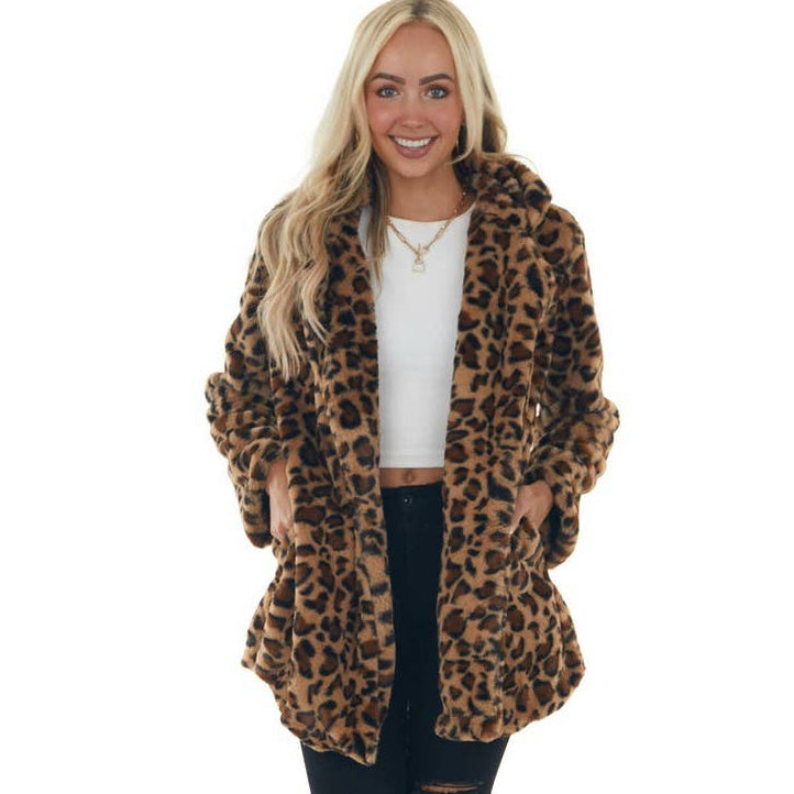 Leopard of the Left Hand Path Faux Fur Coat