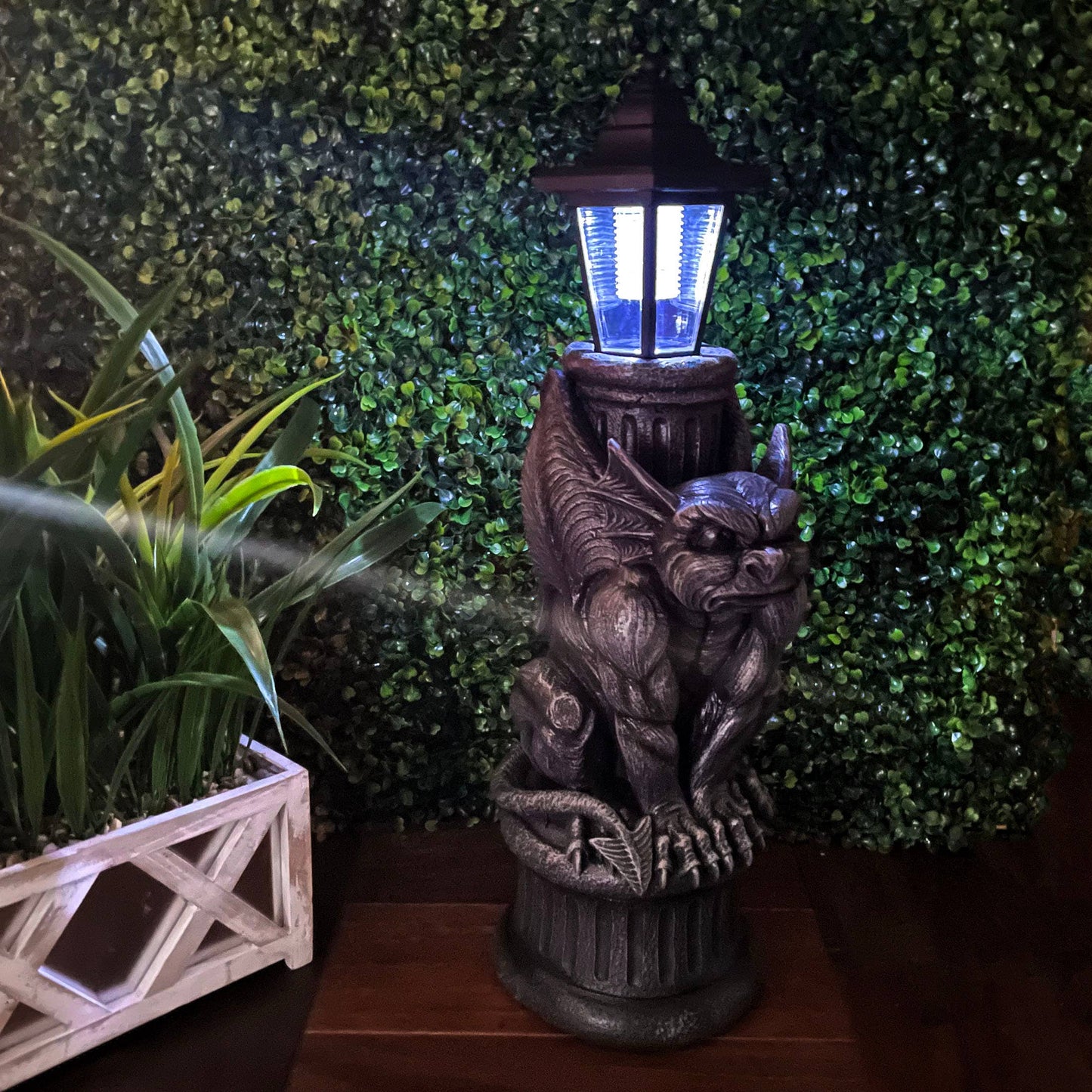 Gothic Guardian Gargoyle LED Solar Light Garden Statue