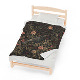 Crow In The Garden Velveteen Plush Blanket