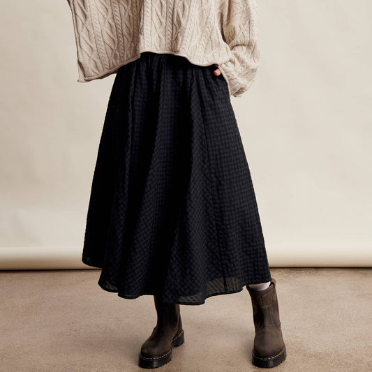 Textured Gingham Maxi Skirt
