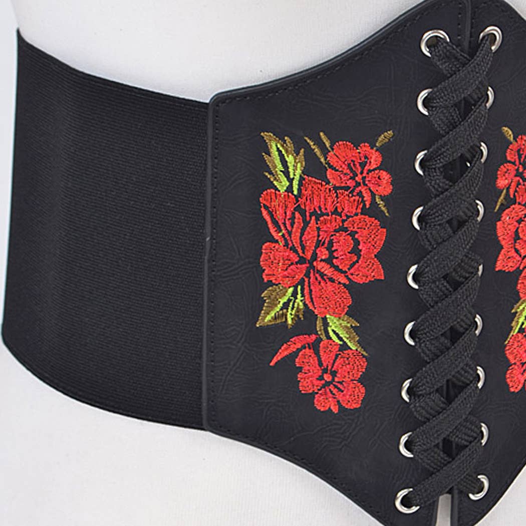 Rose Embroidered Corset Belt